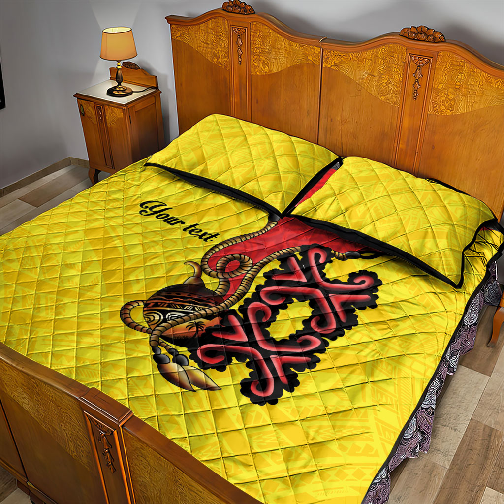 Personalised Papua New Guinea Oro Necklace Quilt Bed Set Gold Melanesia Traditional Pattern
