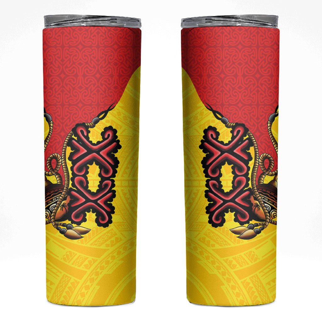 Personalised Papua New Guinea Oro Necklace Skinny Tumbler Gold Melanesia Traditional Pattern LT9 Gold - Polynesian Pride