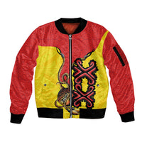 Personalised Papua New Guinea Oro Necklace Sleeve Zip Bomber Jacket Gold Melanesia Traditional Pattern