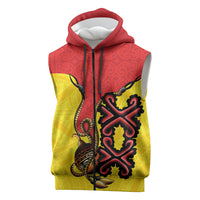 Personalised Papua New Guinea Oro Necklace Sleeveless Zip Hoodie Gold Melanesia Traditional Pattern