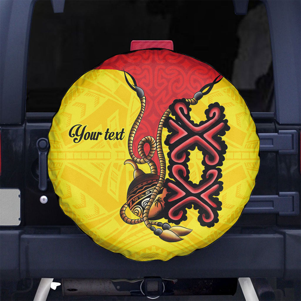 Personalised Papua New Guinea Oro Necklace Spare Tire Cover Gold Melanesia Traditional Pattern