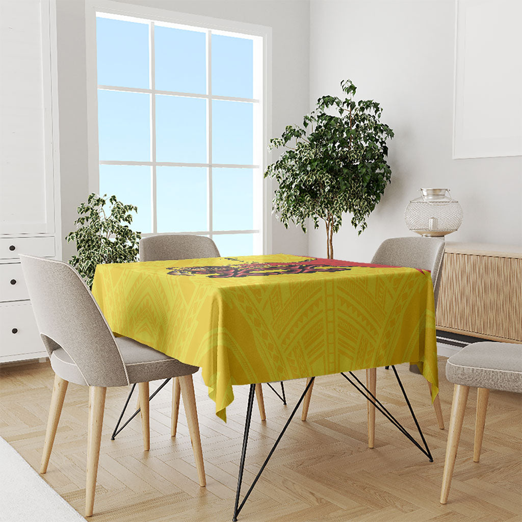 Personalised Papua New Guinea Oro Necklace Tablecloth Gold Melanesia Traditional Pattern