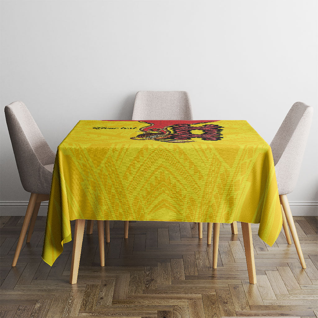 Personalised Papua New Guinea Oro Necklace Tablecloth Gold Melanesia Traditional Pattern