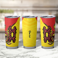 Personalised Papua New Guinea Oro Necklace Tumbler Cup Gold Melanesia Traditional Pattern