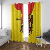 Personalised Papua New Guinea Oro Necklace Window Curtain Gold Melanesia Traditional Pattern
