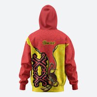 Personalised Papua New Guinea Oro Necklace Zip Hoodie Gold Melanesia Traditional Pattern