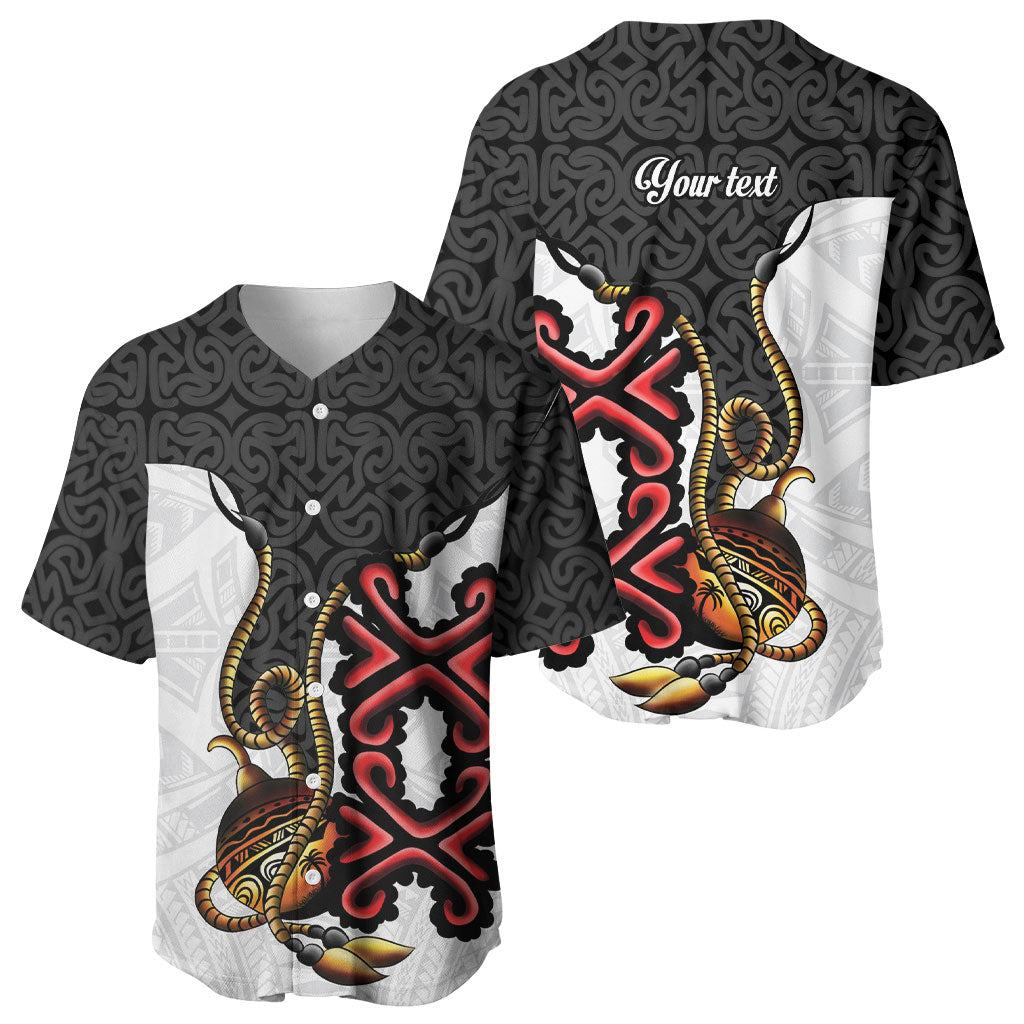 Personalised Papua New Guinea Oro Necklace Baseball Jersey Black Melanesia Traditional Pattern