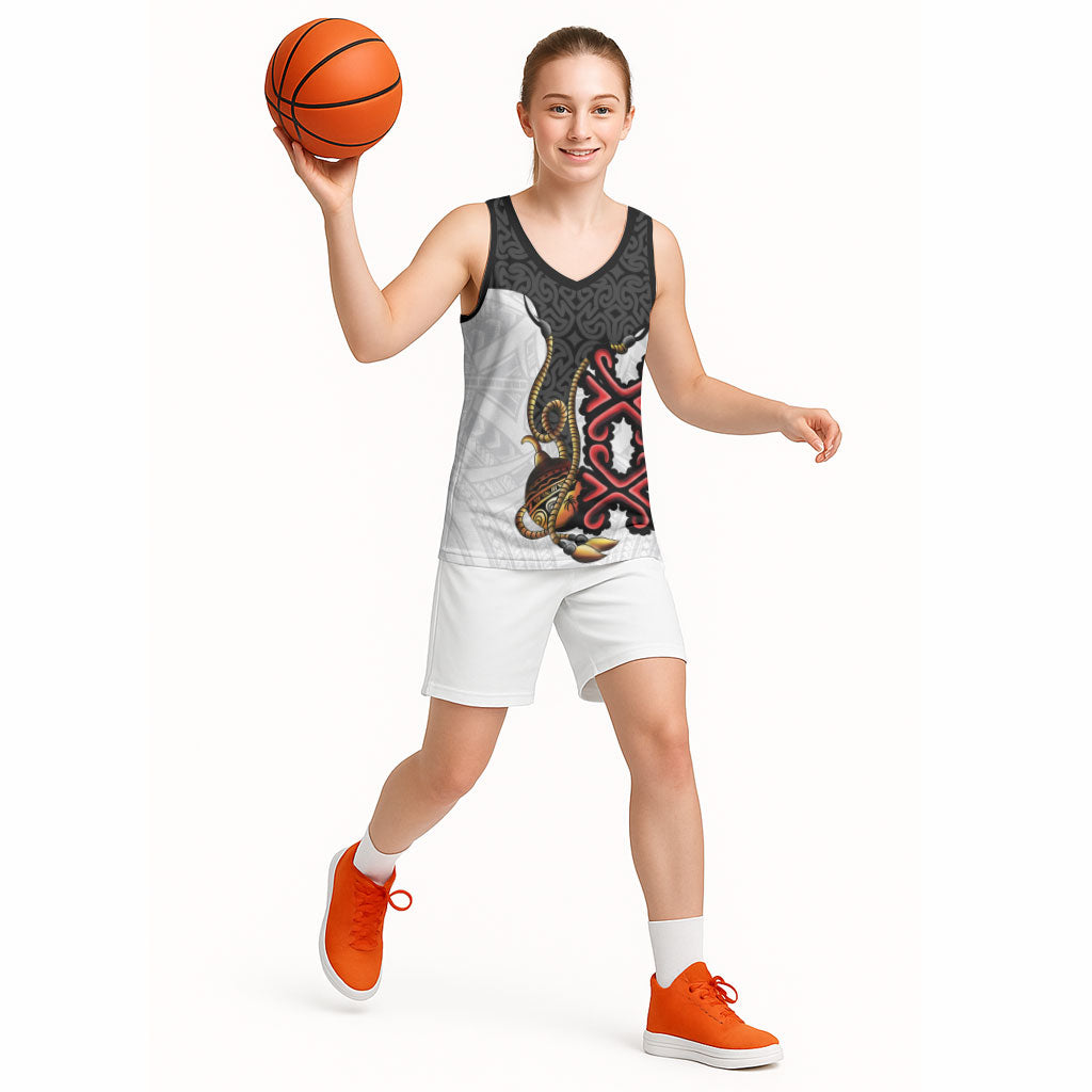 Personalised Papua New Guinea Oro Necklace Basketball Jersey Black Melanesia Traditional Pattern LT9 - Polynesian Pride