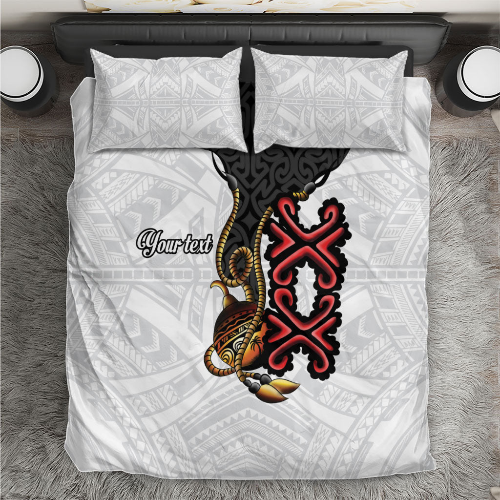 Personalised Papua New Guinea Oro Necklace Bedding Set Black Melanesia Traditional Pattern