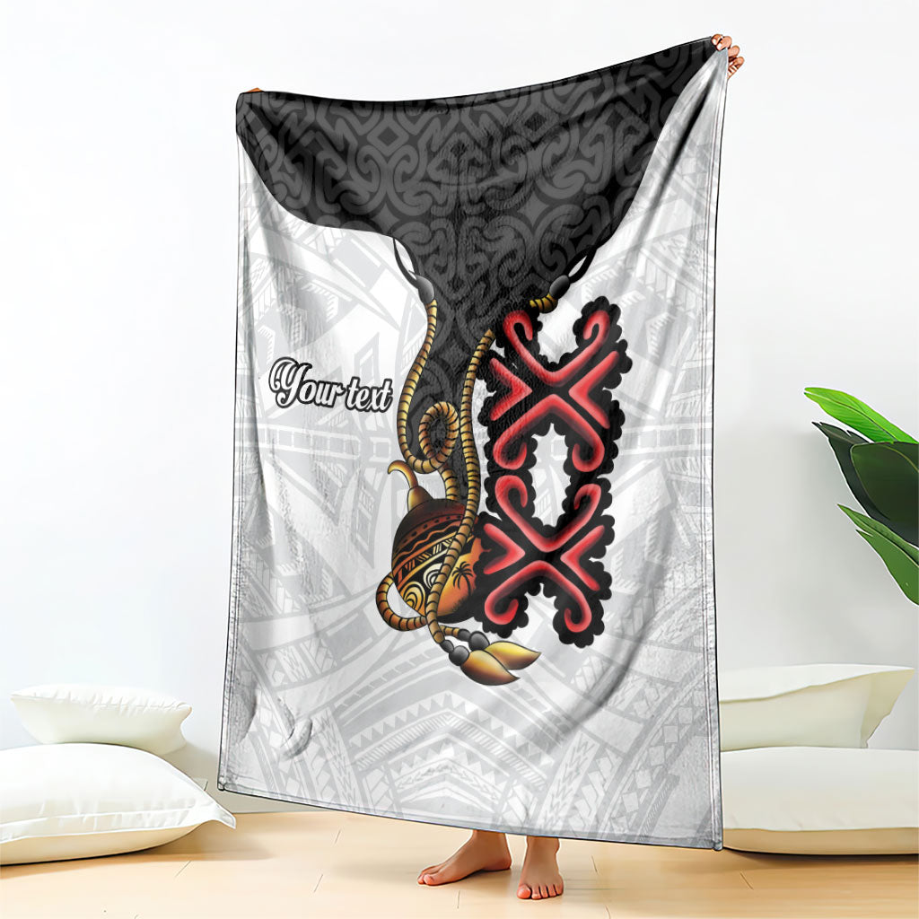 Personalised Papua New Guinea Oro Necklace Blanket Black Melanesia Traditional Pattern LT9 - Polynesian Pride