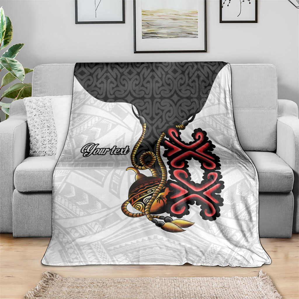 Personalised Papua New Guinea Oro Necklace Blanket Black Melanesia Traditional Pattern LT9 - Polynesian Pride