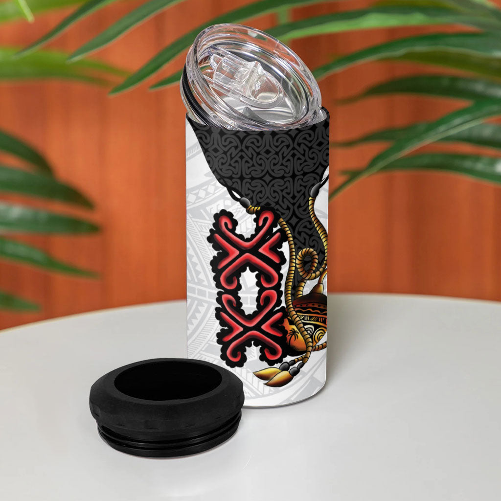 Personalised Papua New Guinea Oro Necklace 4 in 1 Can Cooler Tumbler Black Melanesia Traditional Pattern