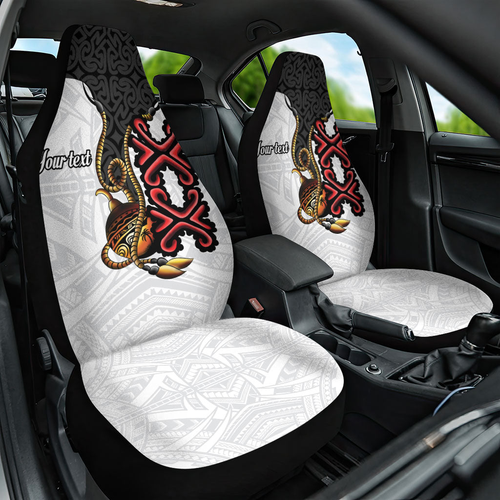 Personalised Papua New Guinea Oro Necklace Car Seat Cover Black Melanesia Traditional Pattern