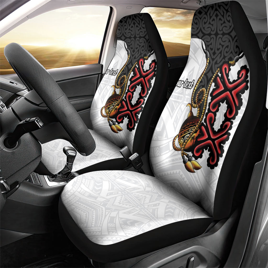 Personalised Papua New Guinea Oro Necklace Car Seat Cover Black Melanesia Traditional Pattern