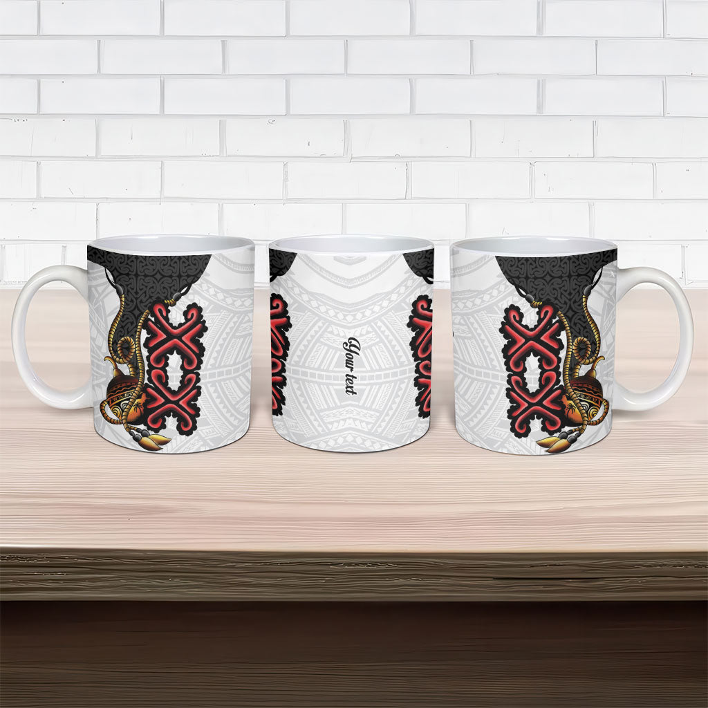 Personalised Papua New Guinea Oro Necklace Ceramic Mug Black Melanesia Traditional Pattern