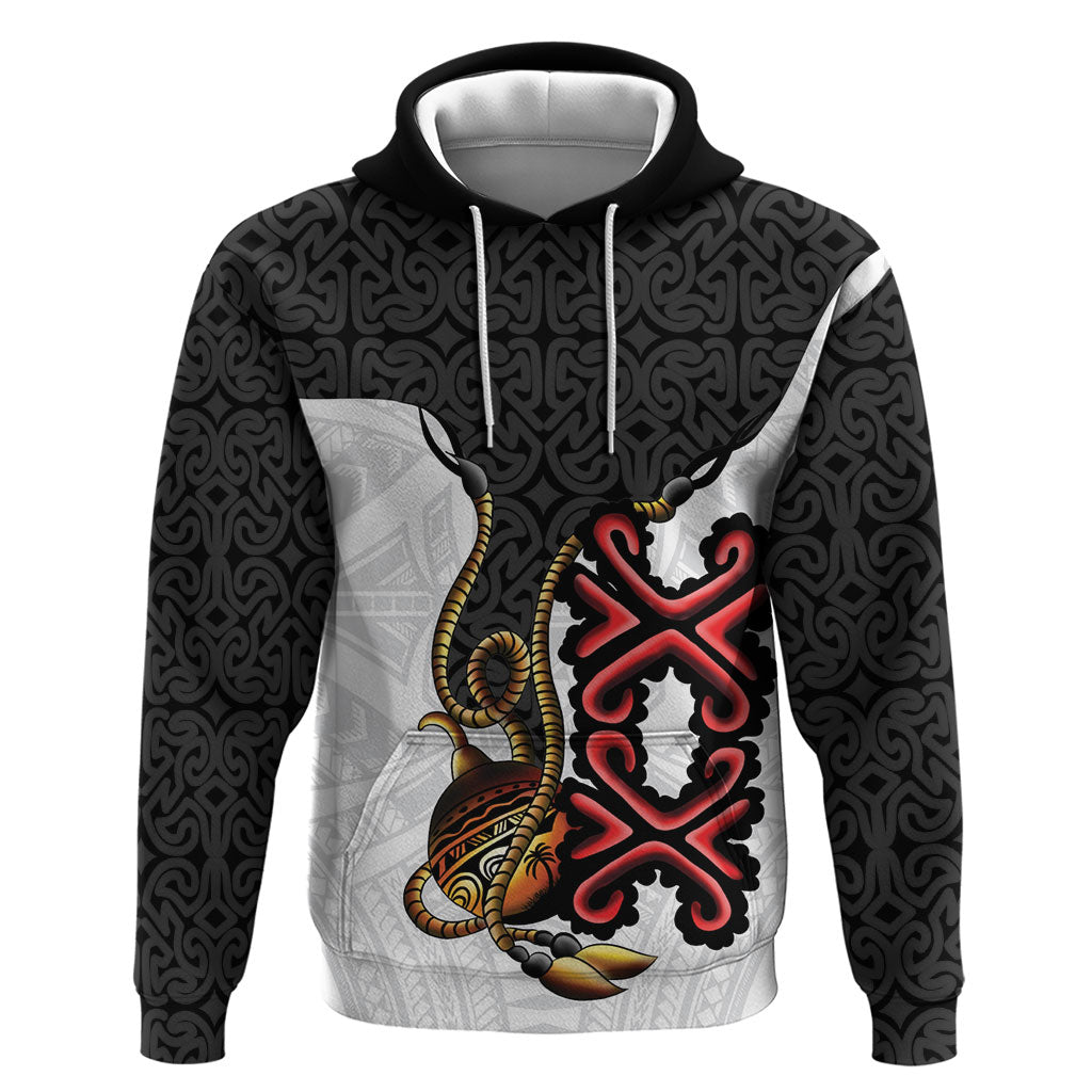 Personalised Papua New Guinea Oro Necklace Hoodie Black Melanesia Traditional Pattern LT9 Pullover Hoodie Black - Polynesian Pride