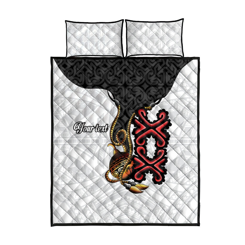 Personalised Papua New Guinea Oro Necklace Quilt Bed Set Black Melanesia Traditional Pattern