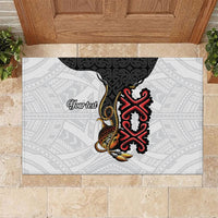 Personalised Papua New Guinea Oro Necklace Rubber Doormat Black Melanesia Traditional Pattern