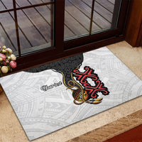 Personalised Papua New Guinea Oro Necklace Rubber Doormat Black Melanesia Traditional Pattern