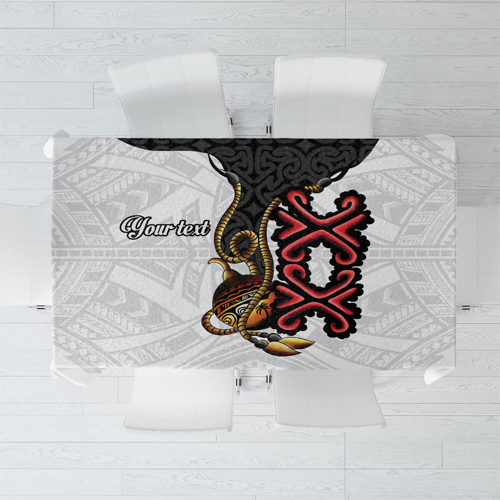 Personalised Papua New Guinea Oro Necklace Tablecloth Black Melanesia Traditional Pattern LT9 Black - Polynesian Pride