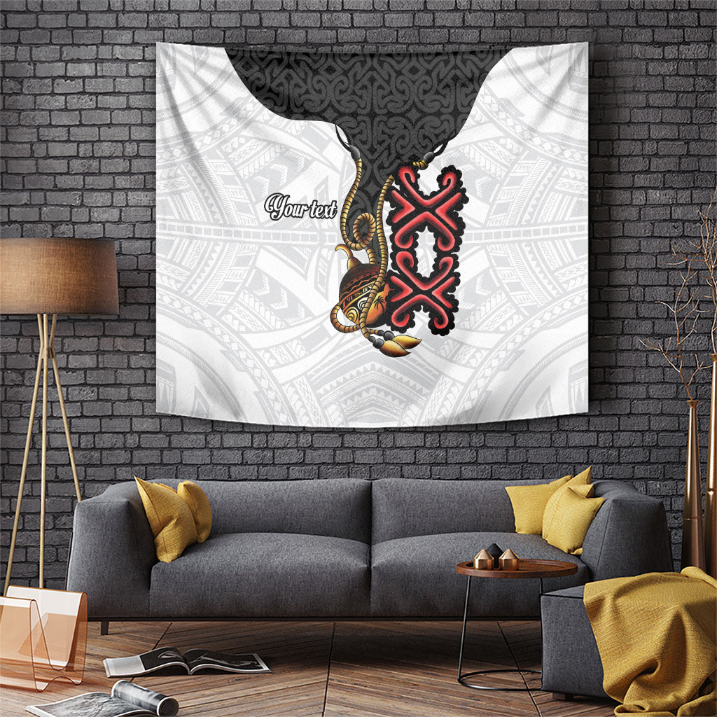 Personalised Papua New Guinea Oro Necklace Tapestry Black Melanesia Traditional Pattern