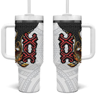 Personalised Papua New Guinea Oro Necklace Tumbler With Handle Black Melanesia Traditional Pattern