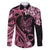 Polynesian Floral Butterfly Family Matching Off Shoulder Long Sleeve Dress and Hawaiian Shirt Breast Cancer Pink Ribbon LT9 Dad's Shirt - Long Sleeve Pink - Polynesian Pride