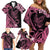 Polynesian Floral Butterfly Family Matching Off Shoulder Short Dress and Hawaiian Shirt Breast Cancer Pink Ribbon LT9 - Polynesian Pride