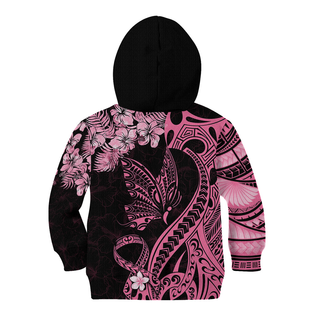 Polynesian Floral Butterfly Kid Hoodie Breast Cancer Pink Ribbon LT9 - Polynesian Pride