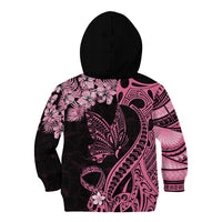 Polynesian Floral Butterfly Kid Hoodie Breast Cancer Pink Ribbon LT9 - Polynesian Pride