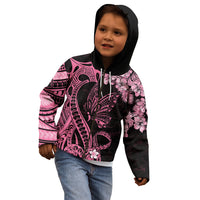 Polynesian Floral Butterfly Kid Hoodie Breast Cancer Pink Ribbon LT9 - Polynesian Pride