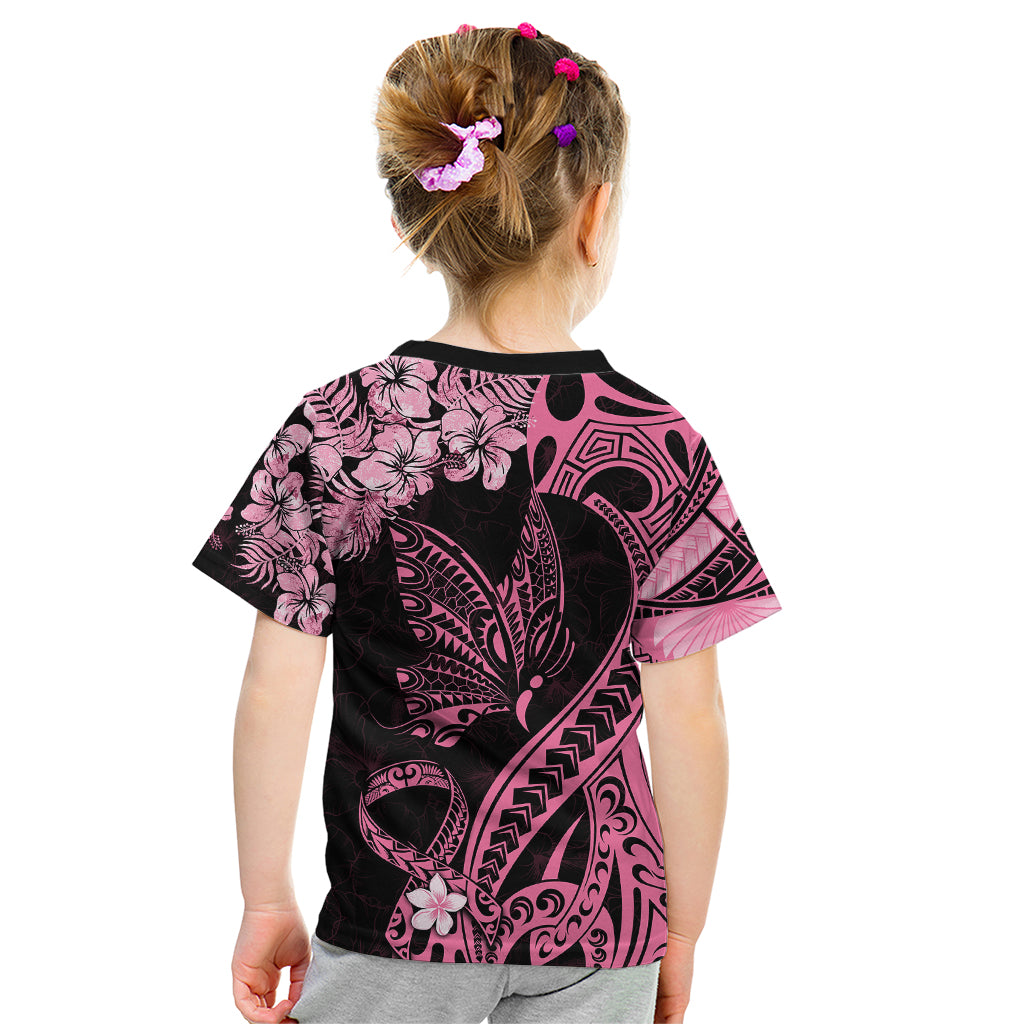 Polynesian Floral Butterfly Kid T Shirt Breast Cancer Pink Ribbon LT9 - Polynesian Pride
