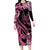 Polynesian Floral Butterfly Long Sleeve Bodycon Dress Breast Cancer Pink Ribbon LT9 Long Dress Pink - Polynesian Pride