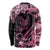 Polynesian Floral Butterfly Long Sleeve Shirt Breast Cancer Pink Ribbon LT9 - Polynesian Pride