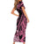 Polynesian Floral Butterfly Short Sleeve Bodycon Dress Breast Cancer Pink Ribbon LT9 - Polynesian Pride