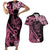 Personalised Polynesian Floral Butterfly Couples Matching Short Sleeve Bodycon Dress and Hawaiian Shirt Breast Cancer Pink Ribbon LT9 Pink - Polynesian Pride