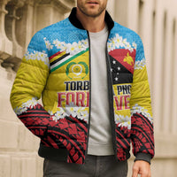 Personalised Torba PNG Forever Bomber Puffer Jacket Polynesian Sand Art - Polynesian Pride