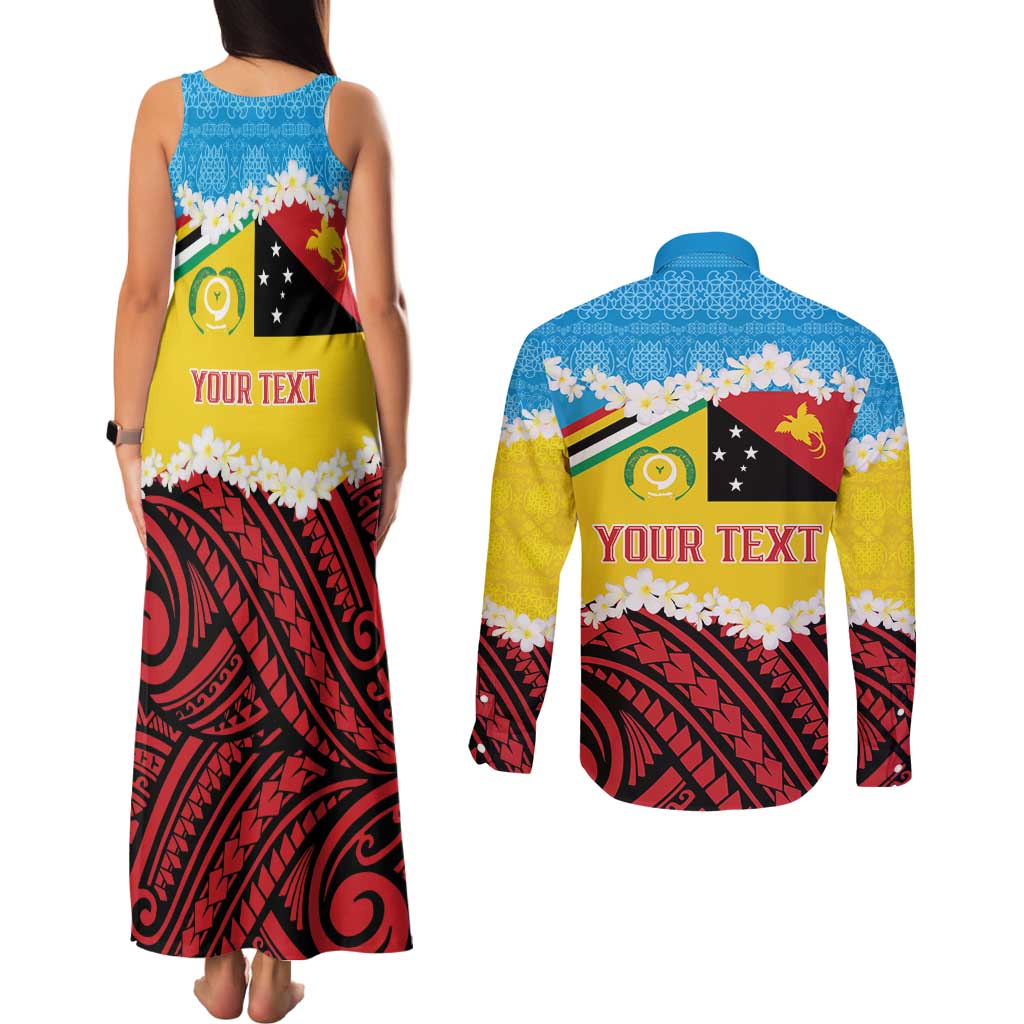 Personalised Torba PNG Forever Couples Matching Tank Maxi Dress and Long Sleeve Button Shirt Polynesian Sand Art - Polynesian Pride