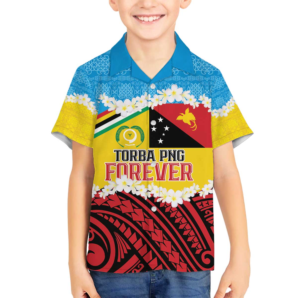 Personalised Torba PNG Forever Family Matching Off The Shoulder Long Sleeve Dress and Hawaiian Shirt Polynesian Sand Art - Polynesian Pride