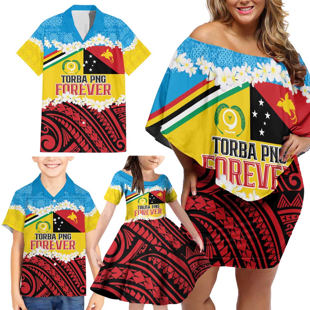 Personalised Torba PNG Forever Family Matching Off Shoulder Short Dress and Hawaiian Shirt Polynesian Sand Art - Polynesian Pride