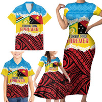 Personalised Torba PNG Forever Family Matching Short Sleeve Bodycon Dress and Hawaiian Shirt Polynesian Sand Art - Polynesian Pride