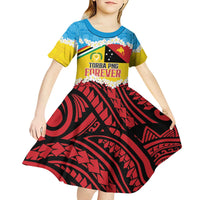 Personalised Torba PNG Forever Kid Short Sleeve Dress Polynesian Sand Art - Polynesian Pride