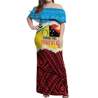 Personalised Torba PNG Forever Off Shoulder Maxi Dress Polynesian Sand Art - Polynesian Pride