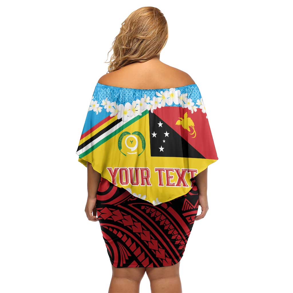 Personalised Torba PNG Forever Off Shoulder Short Dress Polynesian Sand Art - Polynesian Pride