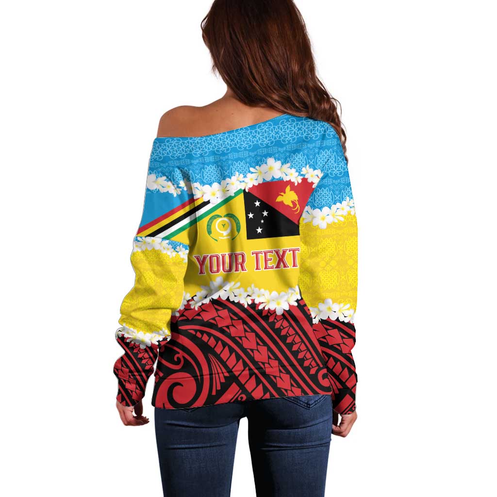 Personalised Torba PNG Forever Off Shoulder Sweater Polynesian Sand Art - Polynesian Pride
