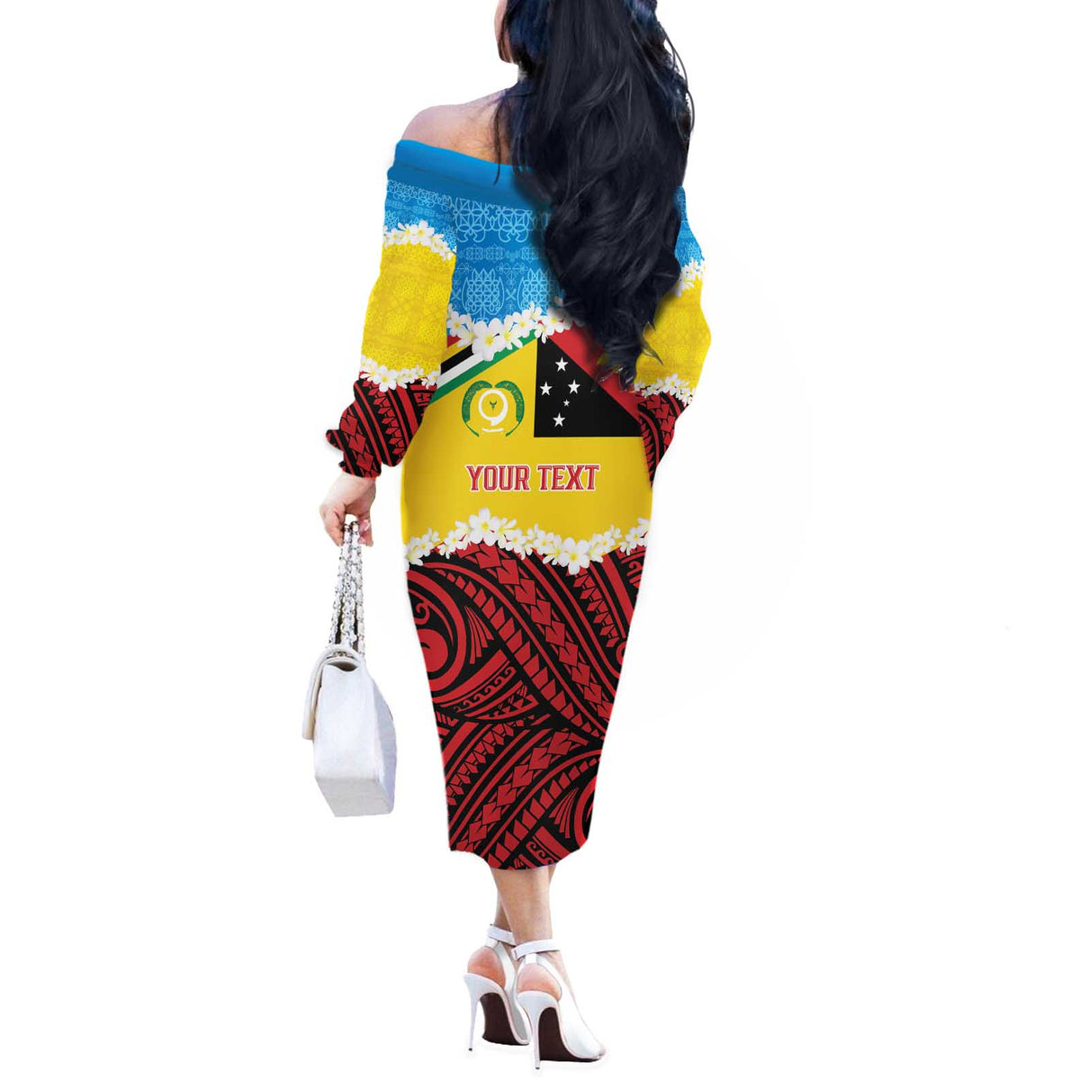 Personalised Torba PNG Forever Off The Shoulder Long Sleeve Dress Polynesian Sand Art - Polynesian Pride