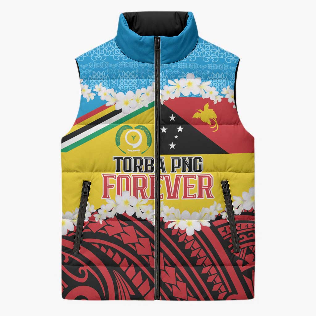 Personalised Torba PNG Forever Sleeveless Puffer Jacket Polynesian Sand Art - Polynesian Pride