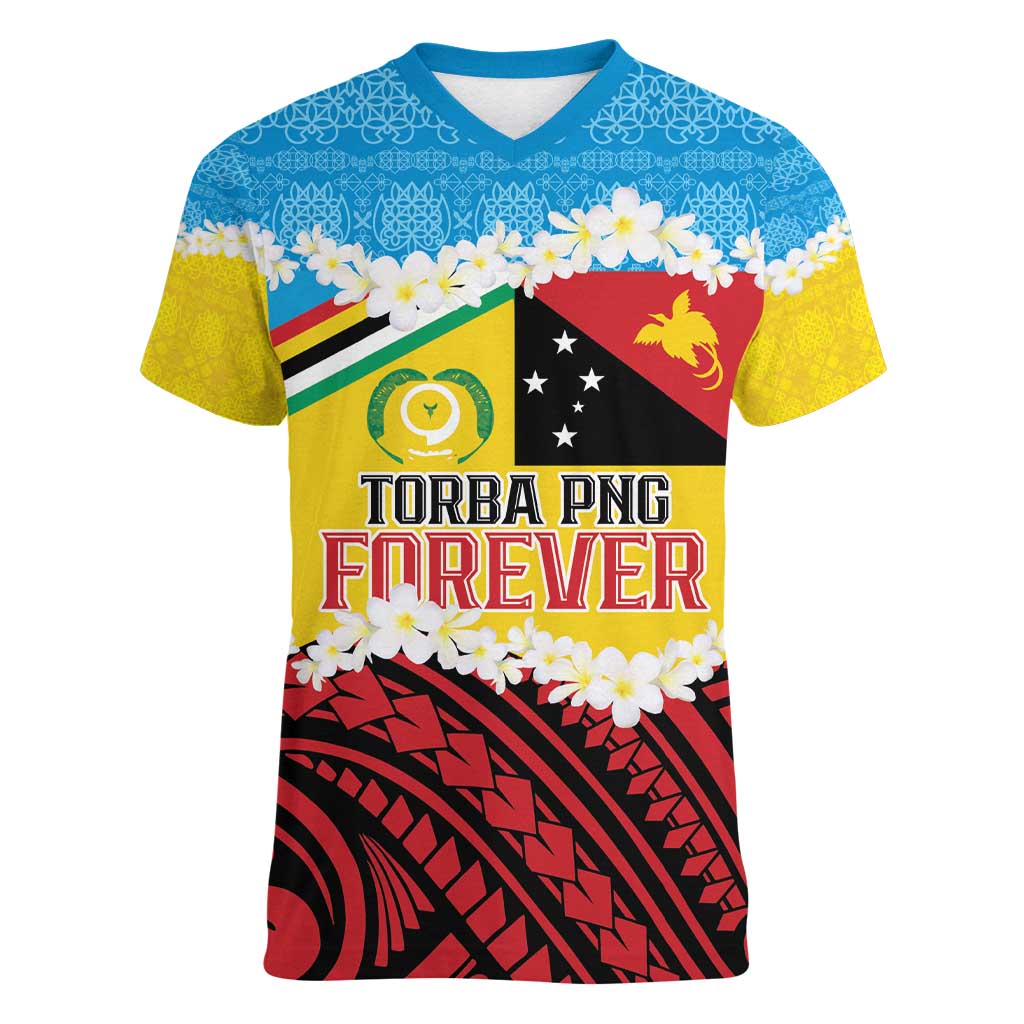Personalised Torba PNG Forever Women V-Neck T-Shirt Polynesian Sand Art - Polynesian Pride