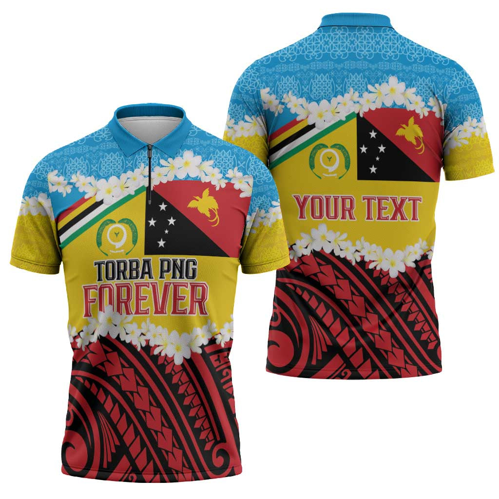 Personalised Torba PNG Forever Zipper Polo Shirt Polynesian Sand Art - Polynesian Pride