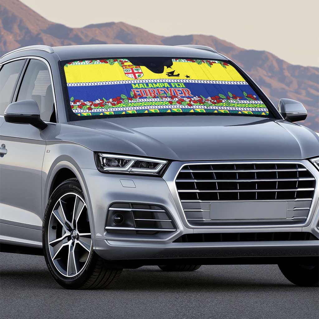 Malampa Fiji Forever Auto Sun Shade Tagimoucia Polynesian Sand Drawing - Polynesian Pride